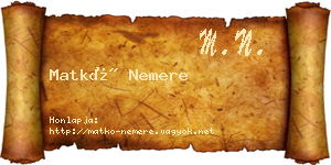 Matkó Nemere névjegykártya